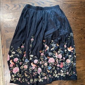 Sundance Black Skirt with Colorful Floral Embroidery